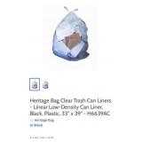 10 cases of clear can liners 33 gallons