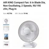 18 pcs AIR KING Cooling Fan: 6 in Blade Dia,