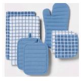 54 packs- 7pc Cotton Kitchen Textile Set Blue -