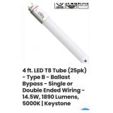 2 boxes 4 ft. LED T8 Tube (25pk) - Type B -