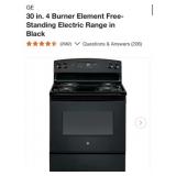 (1) GE 30 in. 4 Burner Element Free-Standing