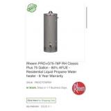 1) Rheem PRO+G75-76P RH Classic Plus 75 Gallon -