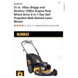 (1) DEWALT 21 in. 163cc Briggs and Stratton