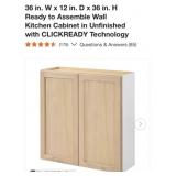 2 pcs Hampton Bay 36 in. W x 12 in. D x 36 in. H