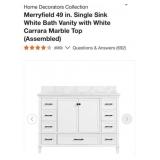 (1) Merryfield 49 in. Single Sink White Bath