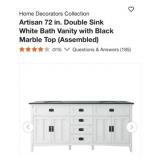 (1) Artisan 72 in. Double Sink White Bath Vanity