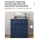 (1) Fremont 32 in. Single Sink Navy Blue Bath