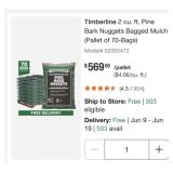 70 bags aprox 2 cu. ft. Pine Bark Nuggets Bagged
