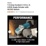 4 pcs like new Makita 7.5 Amp Corded 4-1/2 in.