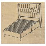 (1) upholstered wingback diamond tufted platform