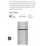 (1) LG 30 Inch Top Freezer Refrigerator with 2