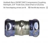 17 packs of 25 pcs Hubbell-Raco 2923RT EMT