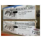 2 pcs Glacier Bay Double Bowl Top Mount Sink Set