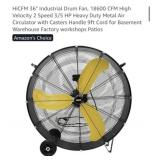 (1) HiCFM 36" Industrial Drum Fan, 18600 CFM High
