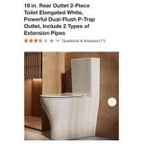 (1) 18 in. Rear Outlet 2-Piece Toilet Elongated
