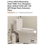 (1) 2-Piece White Macerating Toilet 750W, 18 in.