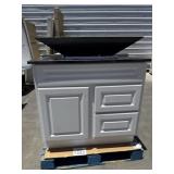 37 inch white vanity with basin sink color black