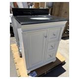 25 inch white vanity with black top