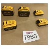 5 pcs DeWalt Batteries