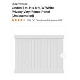 8 packs Veranda Linden 6 ft. H x 8 ft. W White