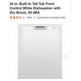 (1) GE 24 in. Built-In Tall Tub Front Control