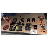 12 pcs Assorted Tools, Batteries, and Chargers