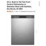 (1) GE 24 in. Built-In Tall Tub Front Control D