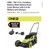 (1) RYOBI ONE+ 18V 13 in. Cordless Battery Walk