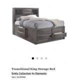(1) Transitional King Storage Bed Emily