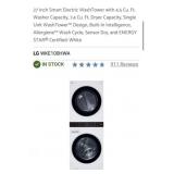 (1) LG 27 Inch Smart Electric WashTower with