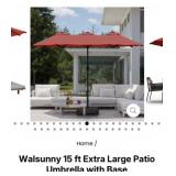 2 pcs Walsunny 15 ft Extra Large Patio Umbrella