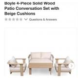 (1) Elma Light Teak Finish 4-Piece Solid Wood