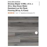 540 sq. Ft. A&A Surfaces Smokey Maple 12 MIL x 6