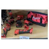 Assorted Milwaukee Items and Empty Tool Bag