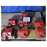 7 pcs Milwaukee Battery Chargers