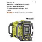 (1) Ryobi 18V ONE+ 1800-Watt Portable Battery