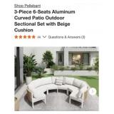(1) 3-Piece 6-Seats Aluminum Curved Patio O