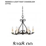 6 pcs RENNES 6-LIGHT RUST CHANDELIER WI-61817-42