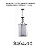 5 pcs ARIA COLLECTION 3-LIGHT BRUSHED NICKEL