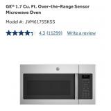 (2) Over the Range Microwave Ovens