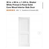 (4 ) 30 in. x 80 in. x 1-3/8 in. Shaker White