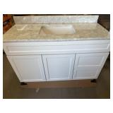 (1) White Bathroom Vanity Cabinet with Top: 49 W