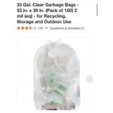 2,000 pcs 33 Gal. Clear Garbage Bags - 33 in. x