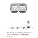8 pcs Seasons 32 In. Undermount Double Bowl