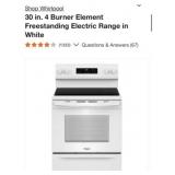 (1) Whirlpool 30 in. 4 Burner Element Freestanding