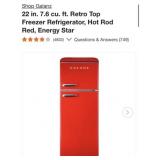 (1) Galanz 22 in. 7.6 cu. ft. Retro Top Freezer
