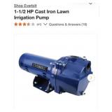 (1)  Everbilt 1-1/2 HP Cast Iron Lawn Irrigation