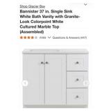 (1) New Glacier Bay Bannister 37 in. Single Sink