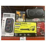 6 pcs Assorted Items: Speakers, Jack Stands, and