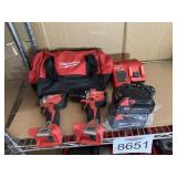 5 pcs Milwaukee Tools, Batteries, Charger and